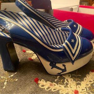 Funtasma Blue and White Nautical Heels!  Sailor Girl fun!